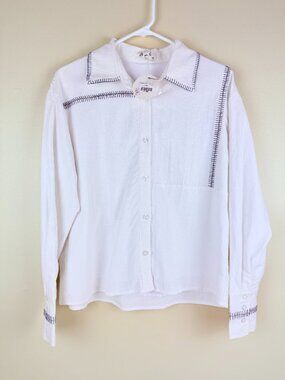 NWT Modelle Cotton Linen Fully Lined Button Front Blouse XS